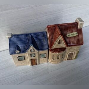 Otagiri Vintage Hand Painted Ceramic Victorian houses Set of 2